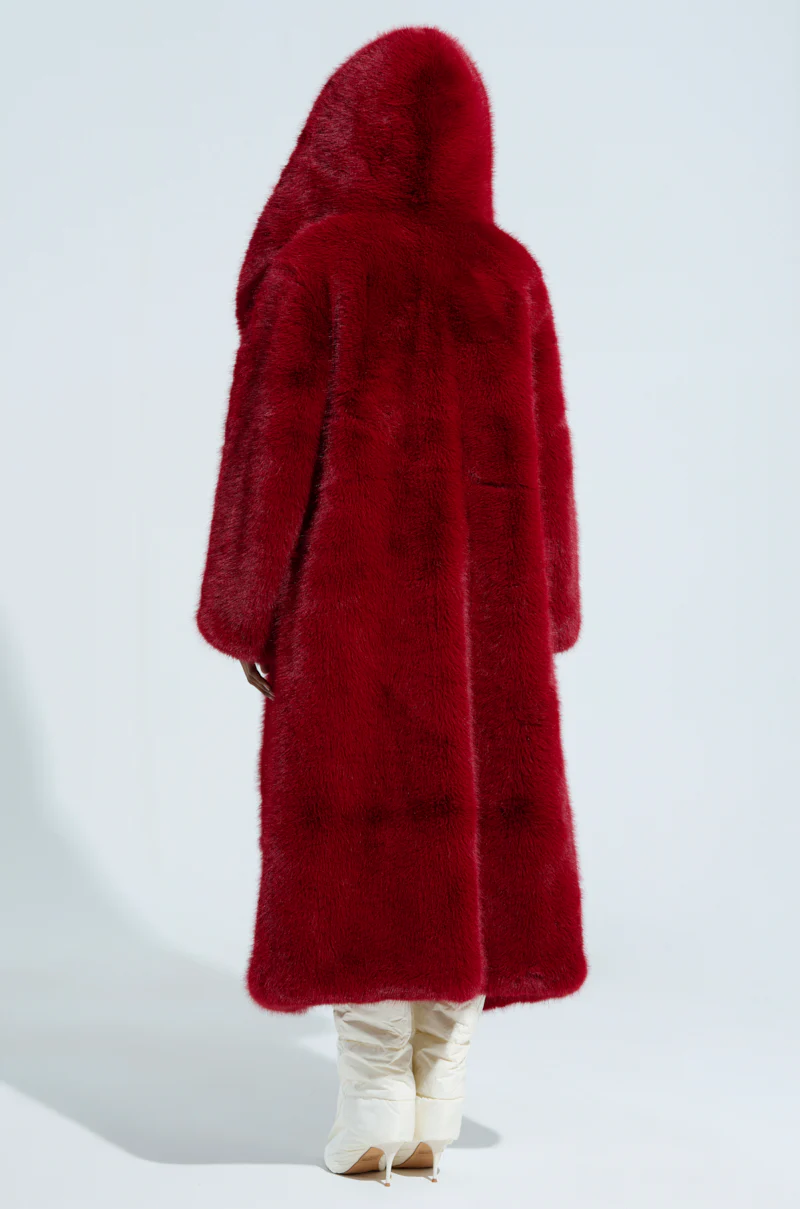 MANCHESTER HOODED FAUX FUR IN WINE - Image 5