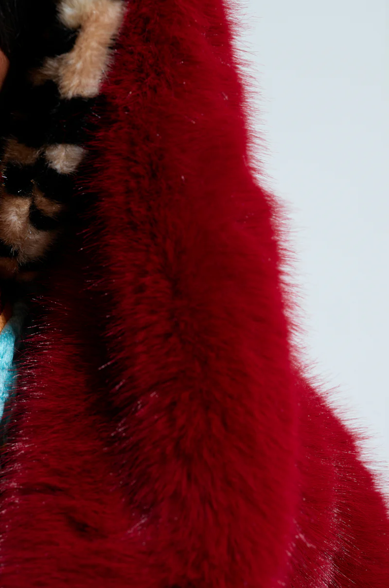 MANCHESTER HOODED FAUX FUR IN WINE - Image 6
