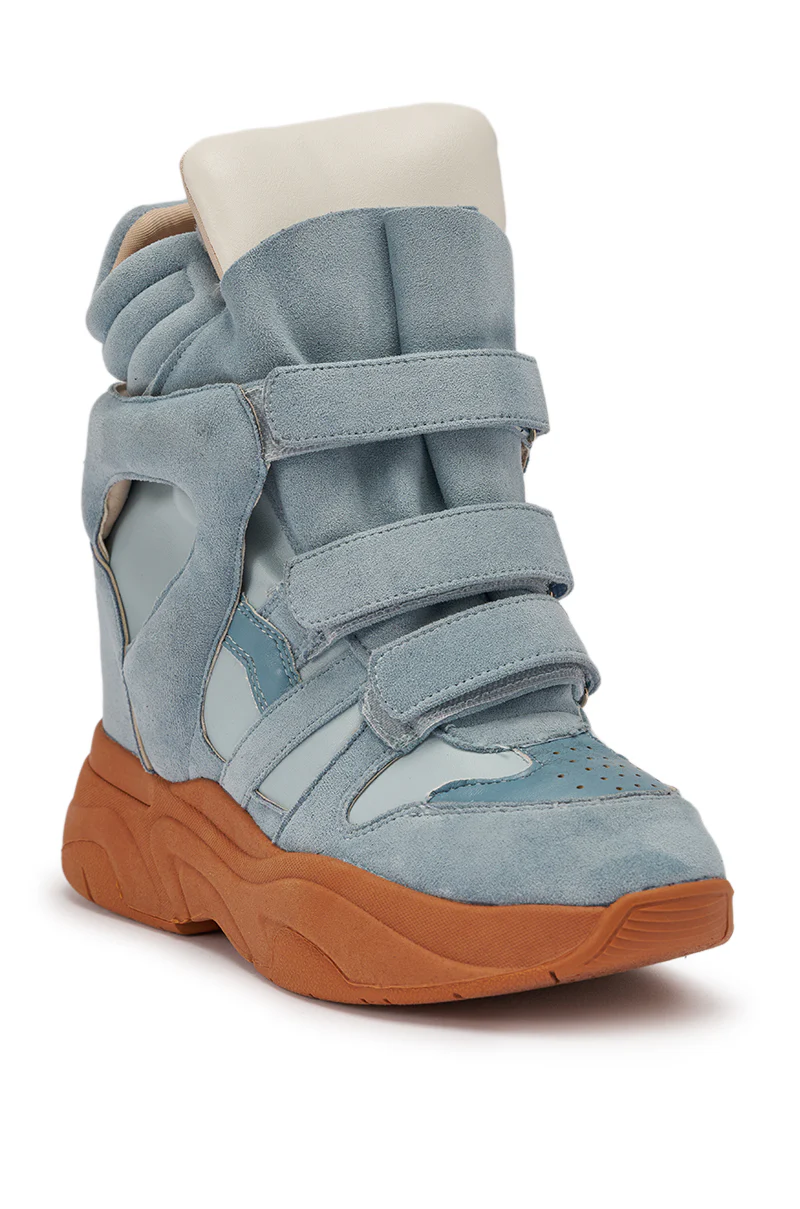 MARANTO BLUE WEDGE FAUX SUEDE SNEAKER - Image 6