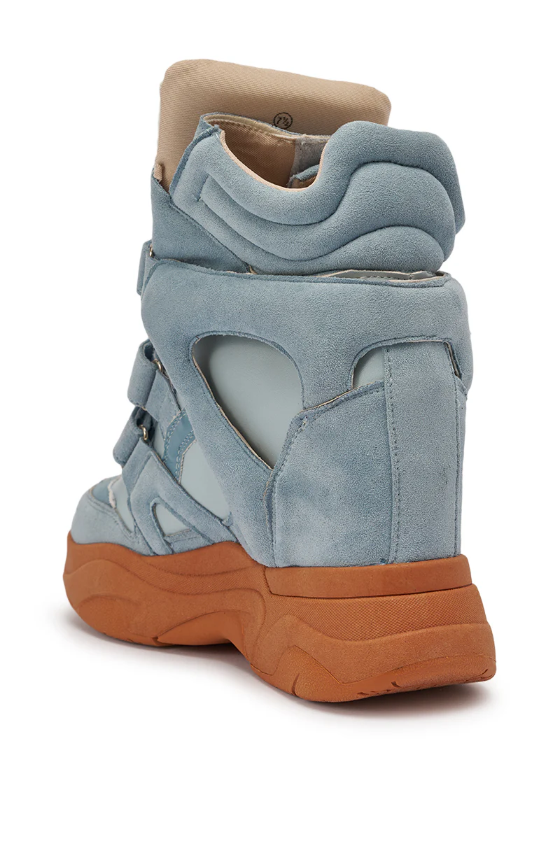 MARANTO BLUE WEDGE FAUX SUEDE SNEAKER - Image 7