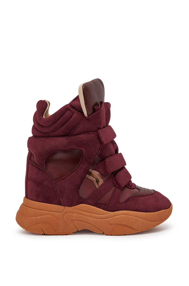 MARANTO BURGUNDY WEDGE FAUX SUEDE SNEAKER - Image 6
