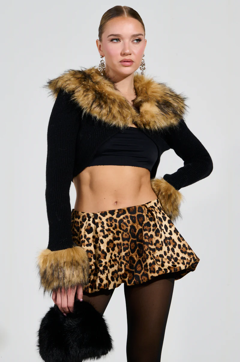 MATERIAL GIRL CROPPED SWEATER WITH FUR COLLAR - Image 2