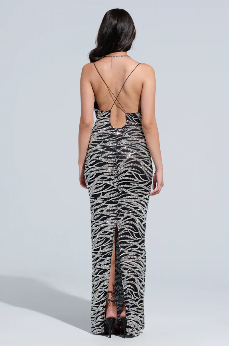 MEET ME AT MIDNIGHT SEQUIN AND MESH MAXI DRESS - Image 5