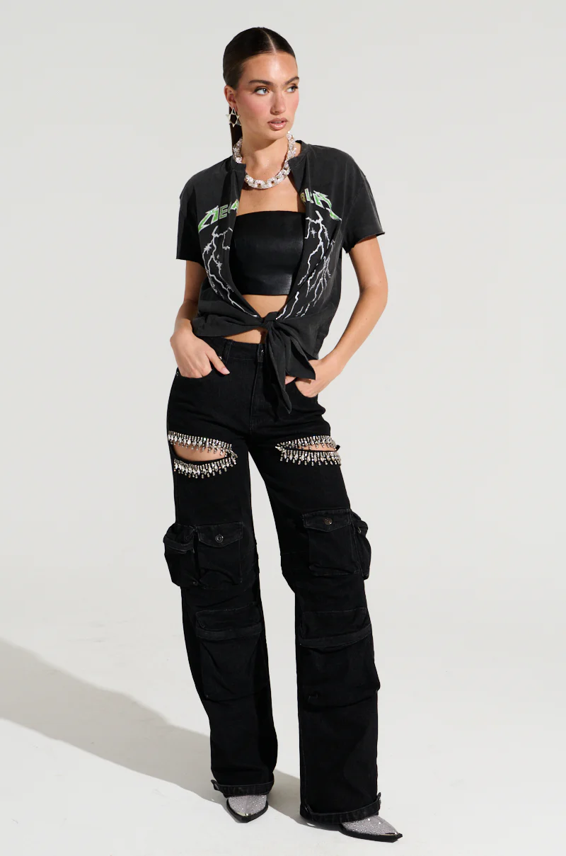 MEGA RICH BABE TIE FRONT T-SHIRT - Image 6