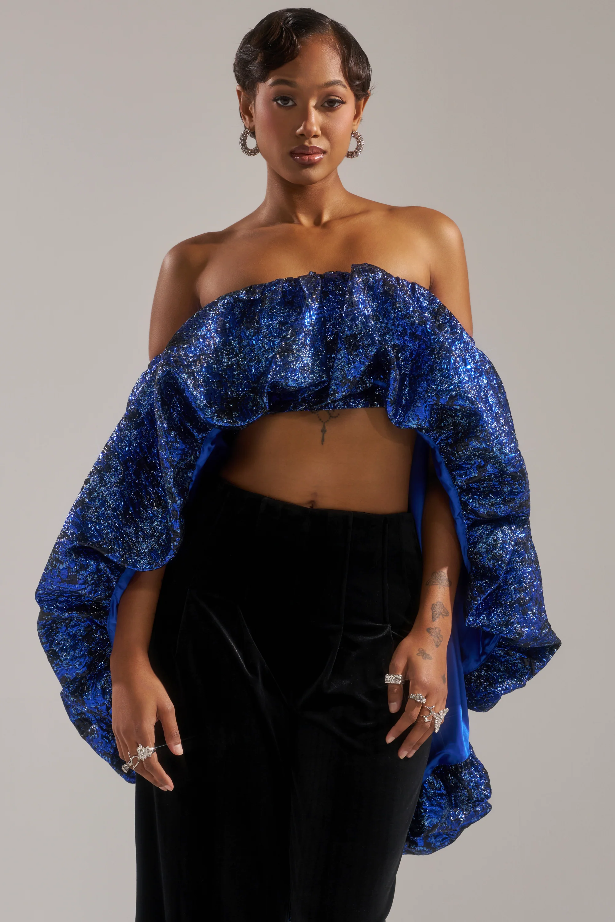MELANI OFF THE SHOULDER HI-LOW BROCADE BLOUSE - Image 4