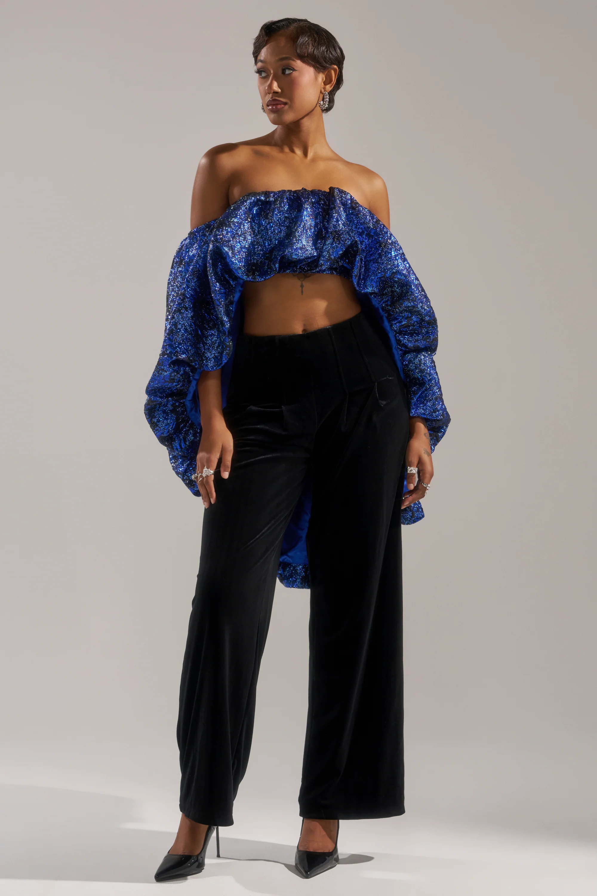 MELANI OFF THE SHOULDER HI-LOW BROCADE BLOUSE - Image 7