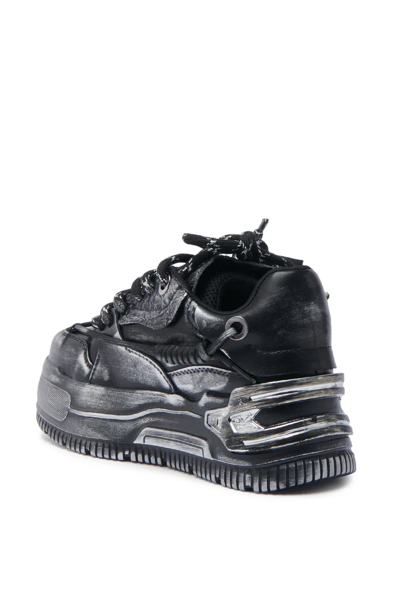 KOI FOOTWEAR METAMORPHOSIS BLACK FLAT DISTRESSED SNEAKER - Image 5