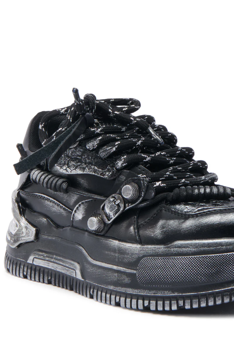 KOI FOOTWEAR METAMORPHOSIS BLACK FLAT DISTRESSED SNEAKER - Image 6