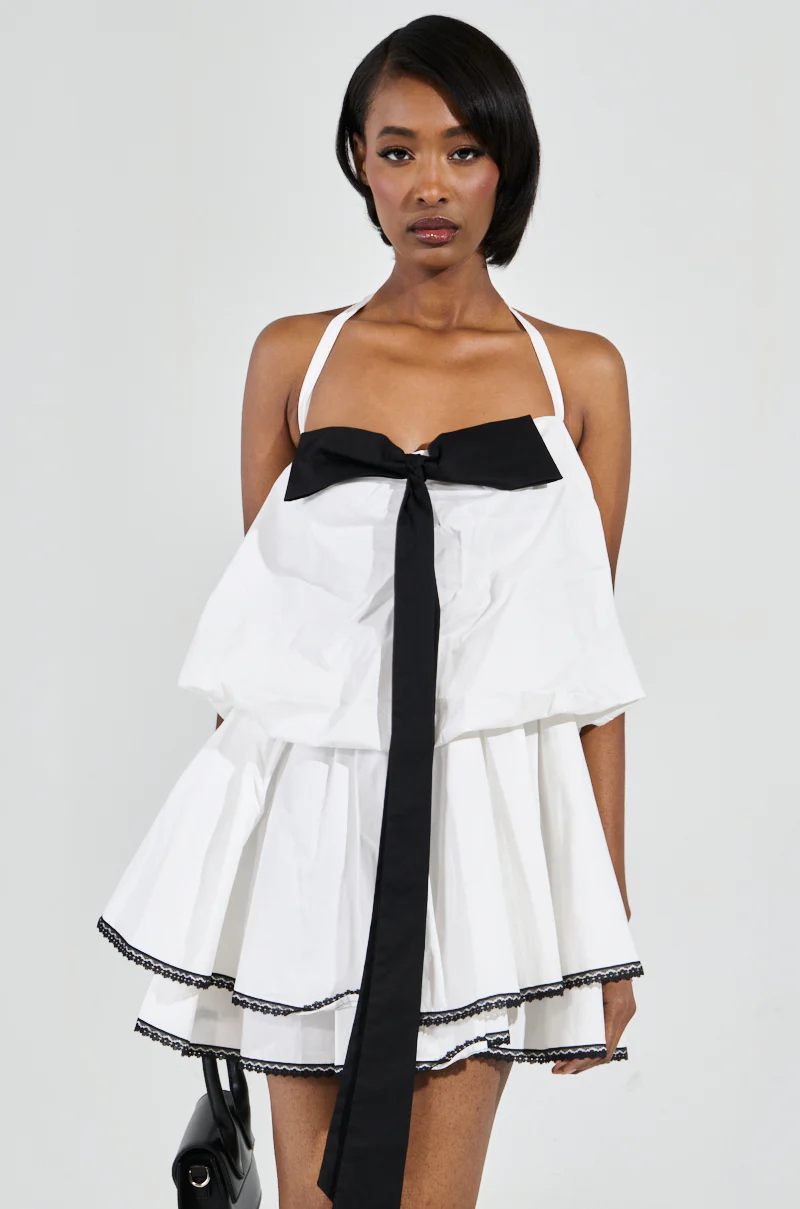 MIA POPLIN MINI DRESS WITH BOW - Image 4