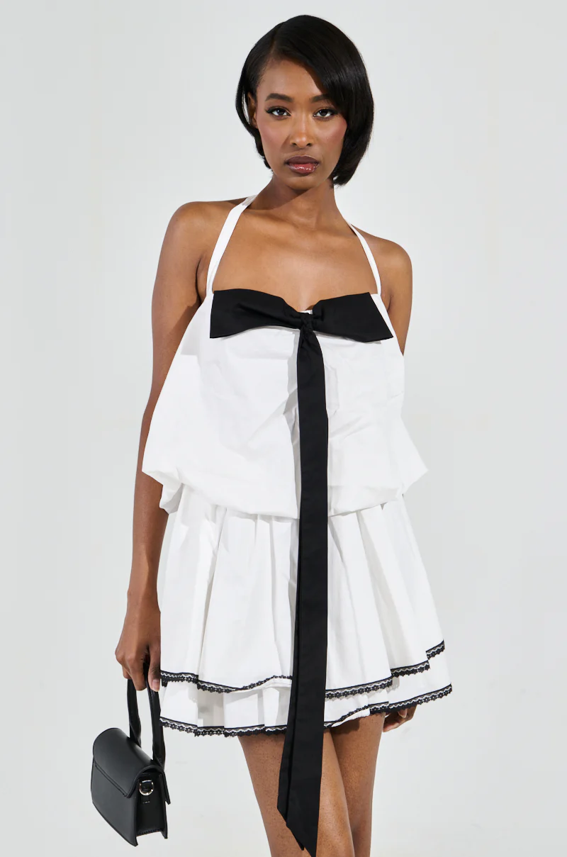 MIA POPLIN MINI DRESS WITH BOW - Image 5
