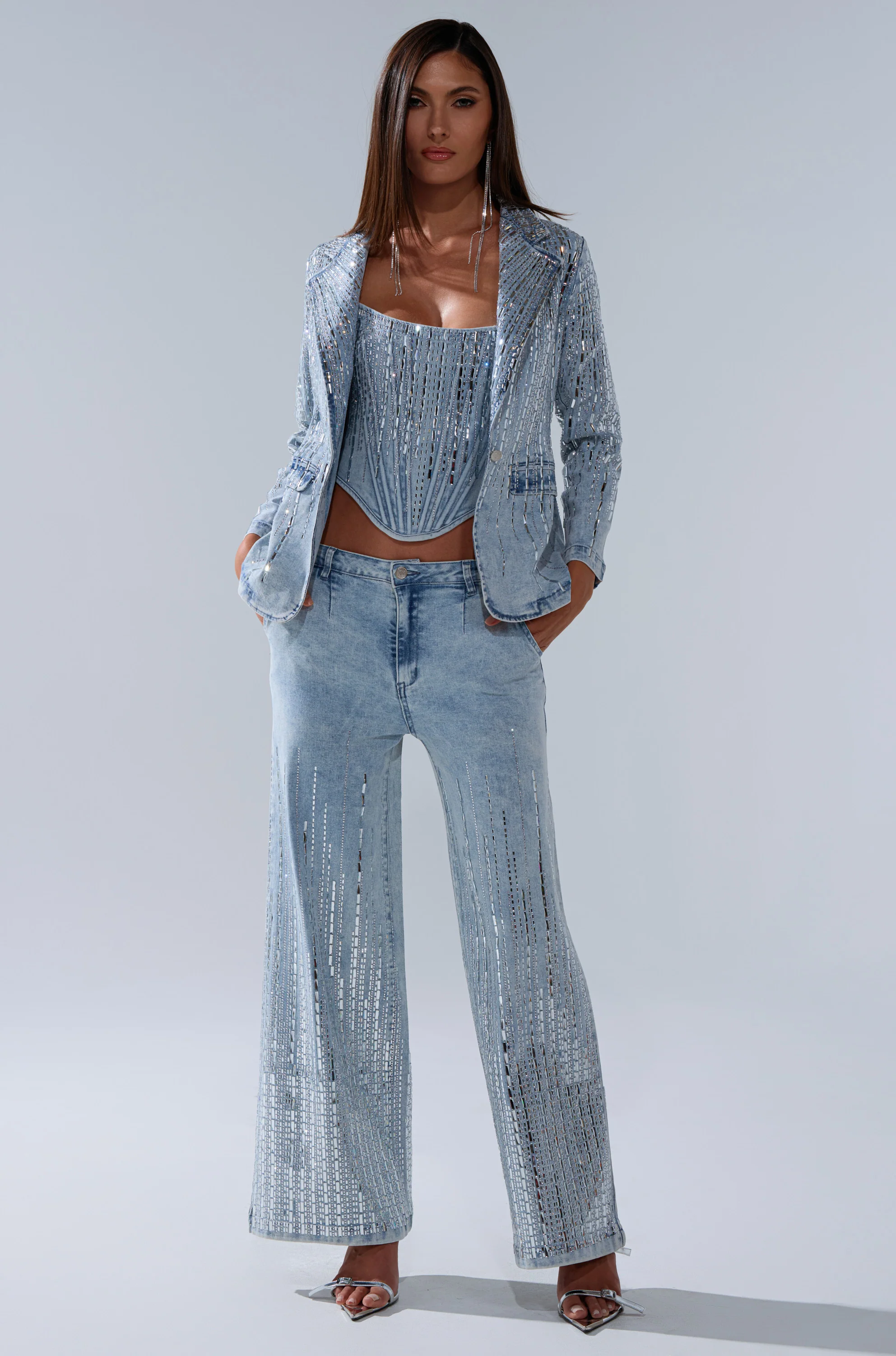 MILA EMBELLISHED BLAZER IN DENIM - Image 7