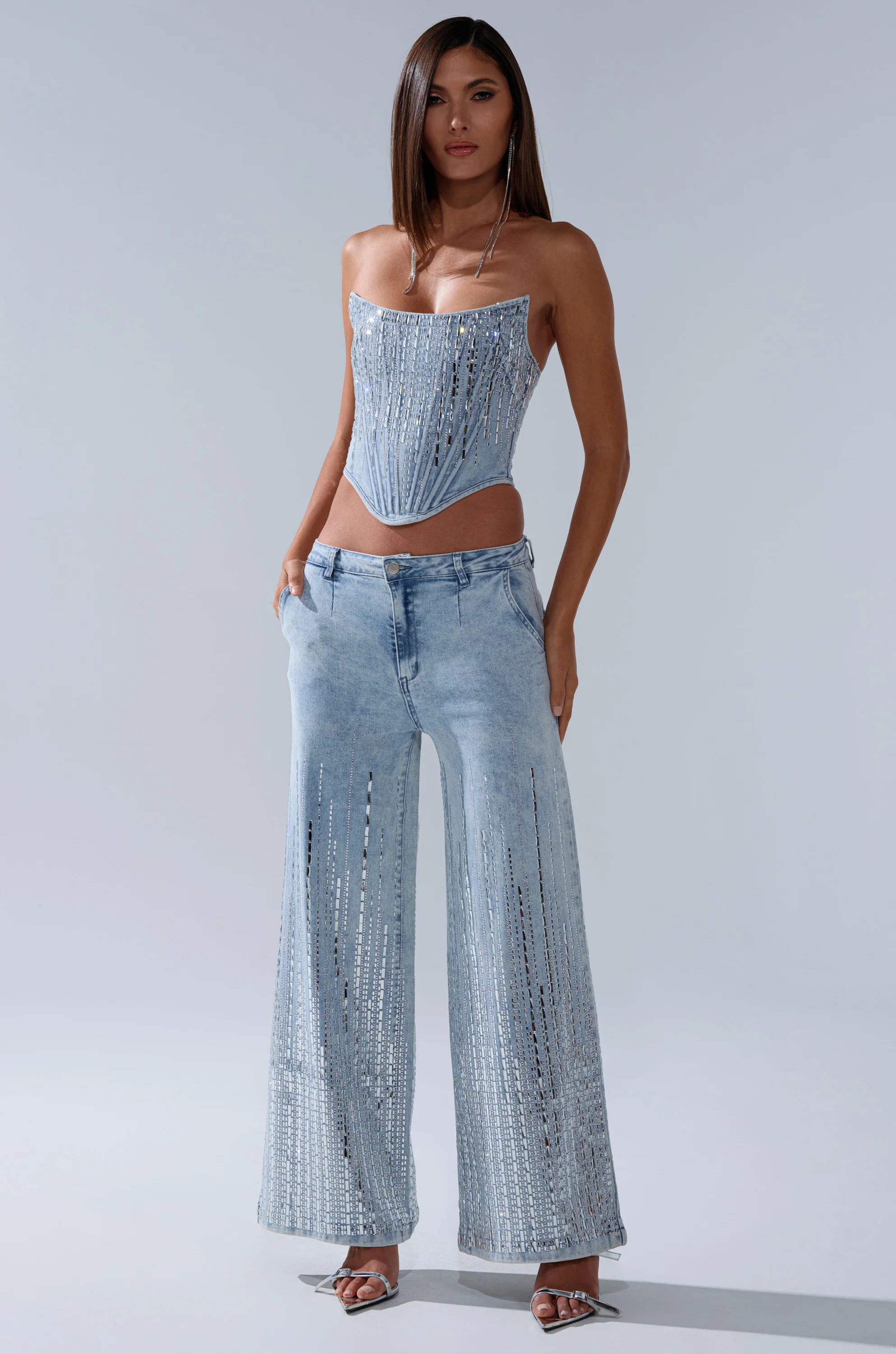 MILA EMBELLISHED CORSET IN DENIM - Image 6