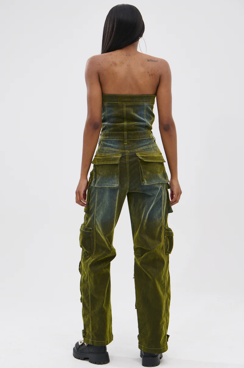 MIRA DISTRESSED VELVET DENIM JUMPSUIT - Image 5