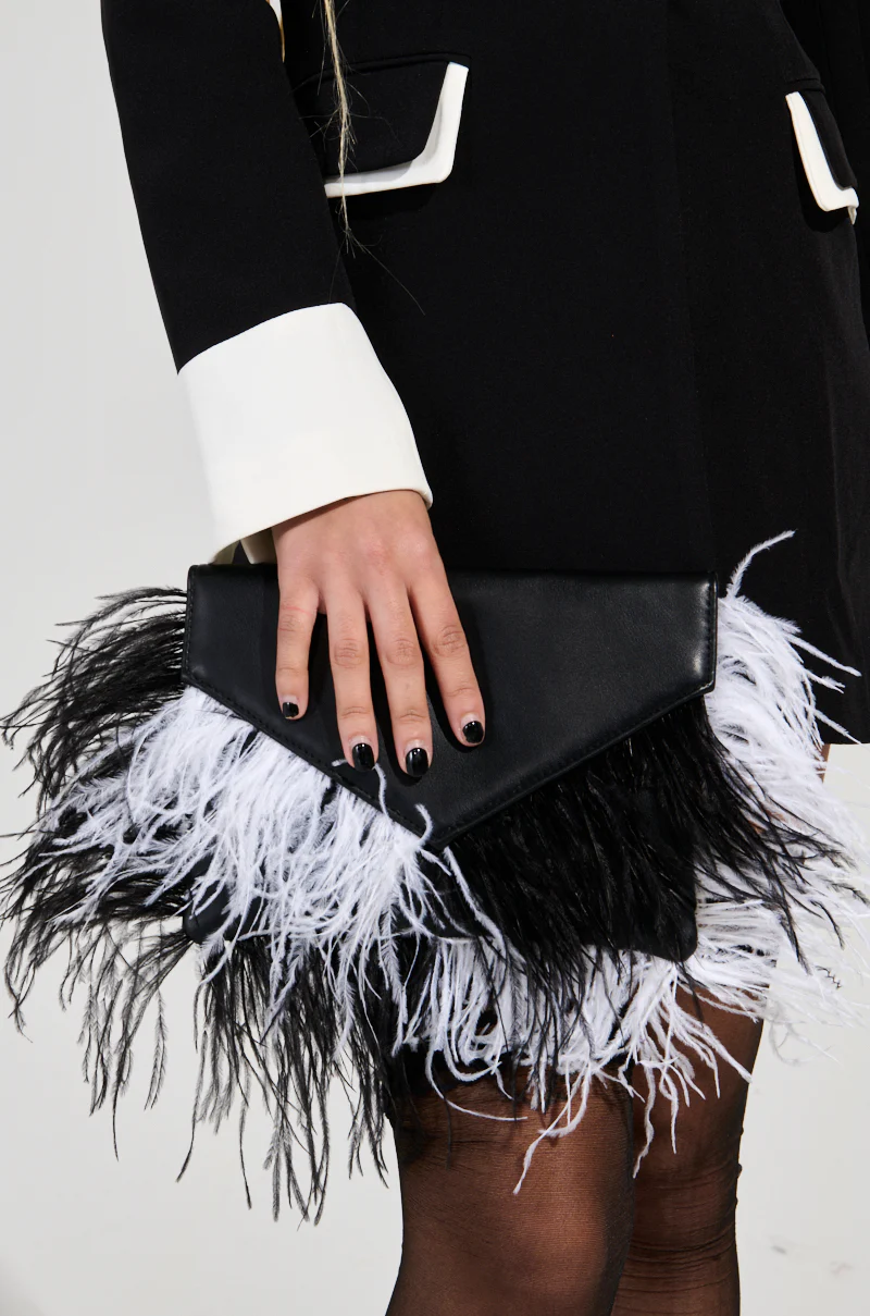 MIXED DECISIONS FEATHER CLUTCH - Image 3