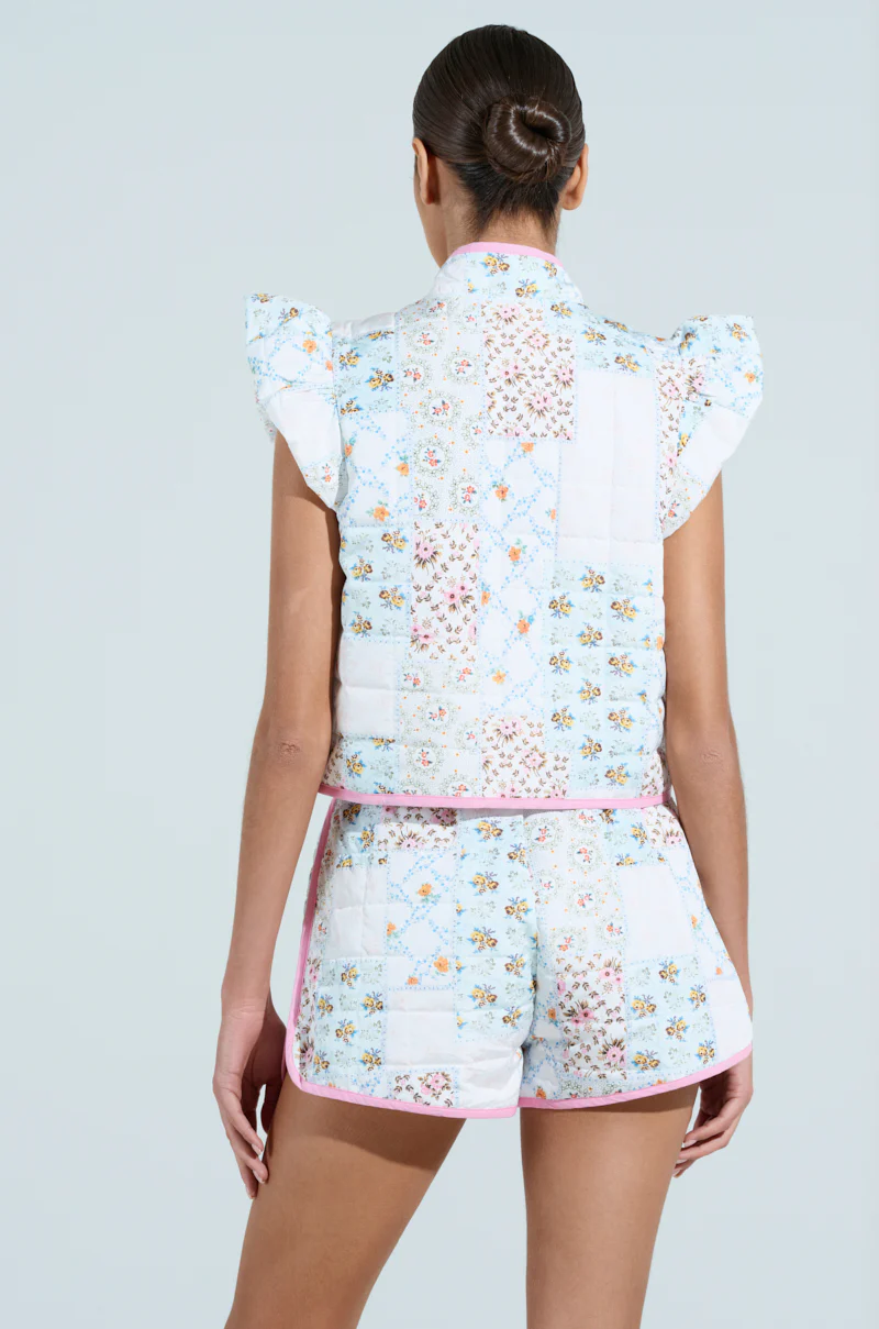 MIXED FLORAL PUFFER VEST - Image 4