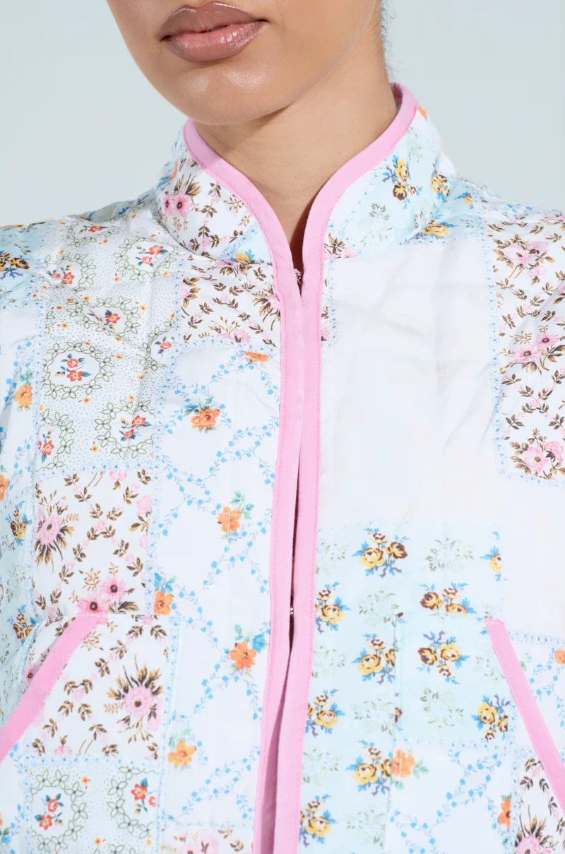 MIXED FLORAL PUFFER VEST - Image 7