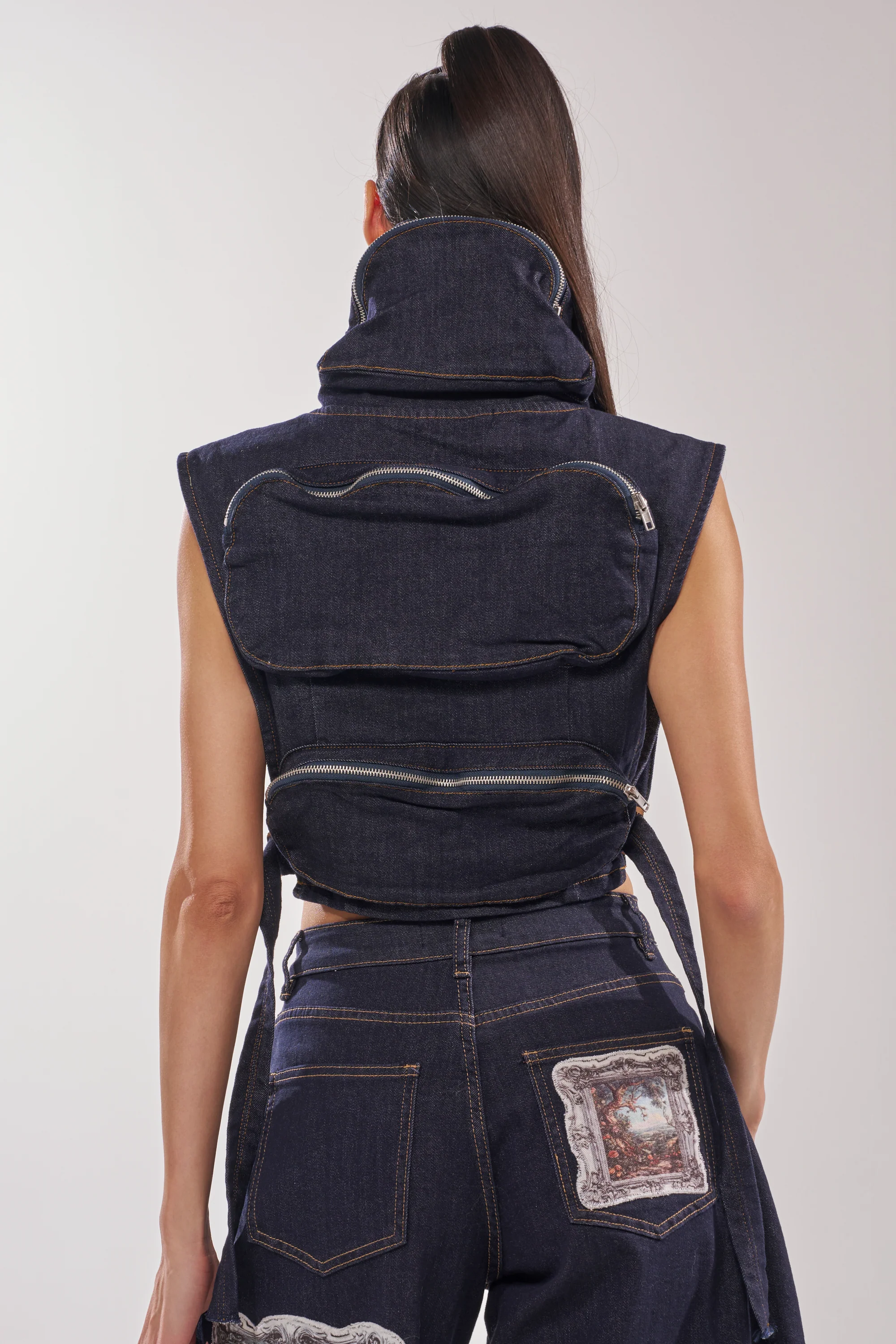 MODEL BEHAVIOR TOP IN DARK BLUE DENIM - Image 7