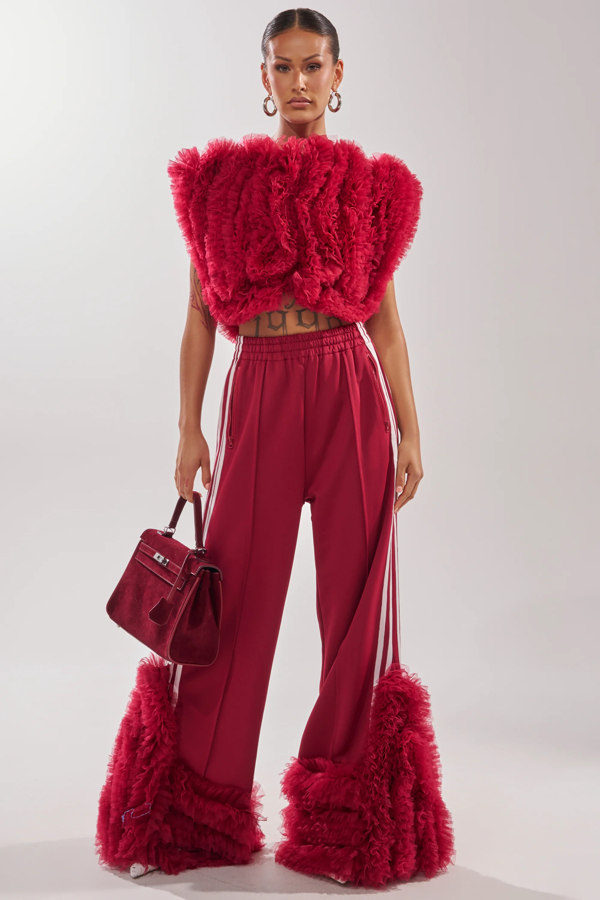 MODERN JAM SWEATSHIRT WITH TULLE IN BURGUNDY - Image 5