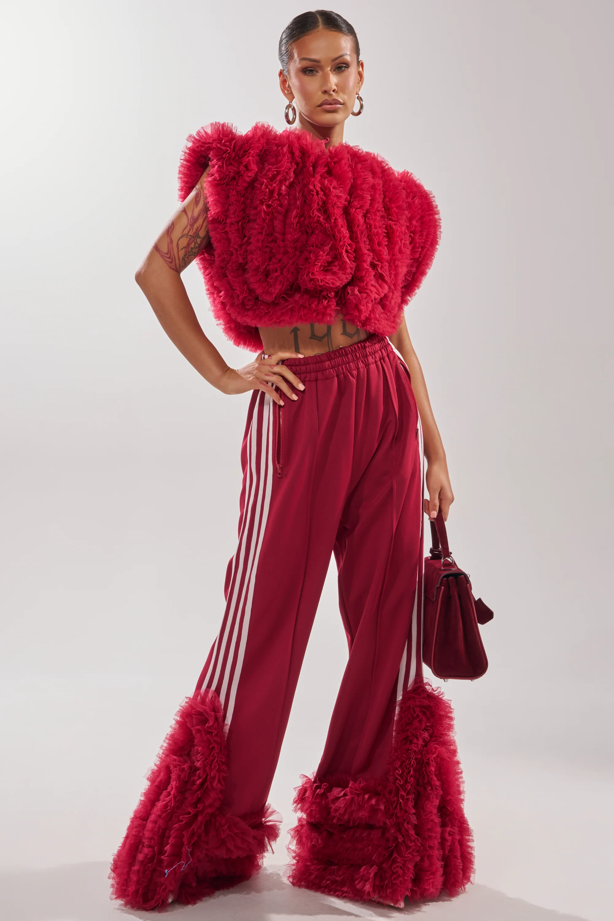 MODERN JAM SWEATSHIRT WITH TULLE IN BURGUNDY - Image 6