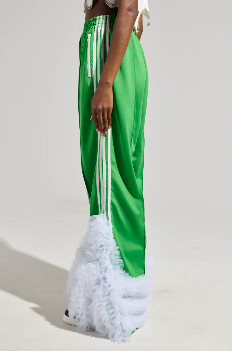 MODERN JAM TRACK PANT WITH TULLE IN GREEN - Image 4