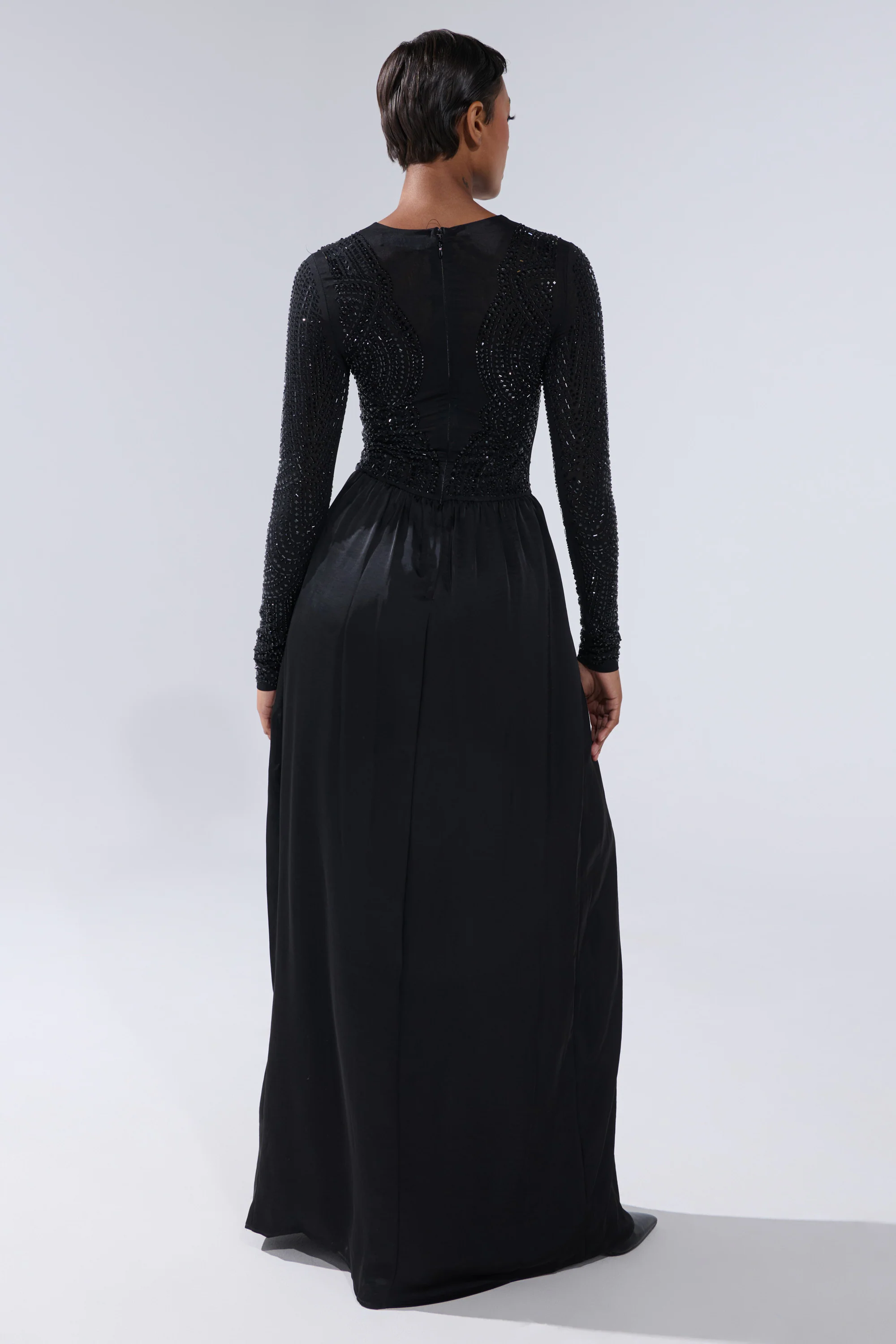 MONACO SATIN MESH JUMPSUIT WITH RHINESTONES - Image 5