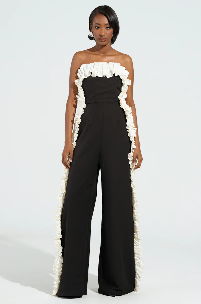MONICA RUFFLED JUMPSUIT IN BLACK - Image 3