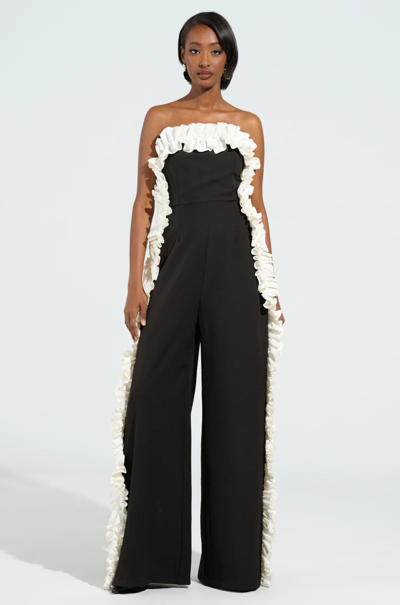 MONICA RUFFLED JUMPSUIT IN BLACK - Image 4