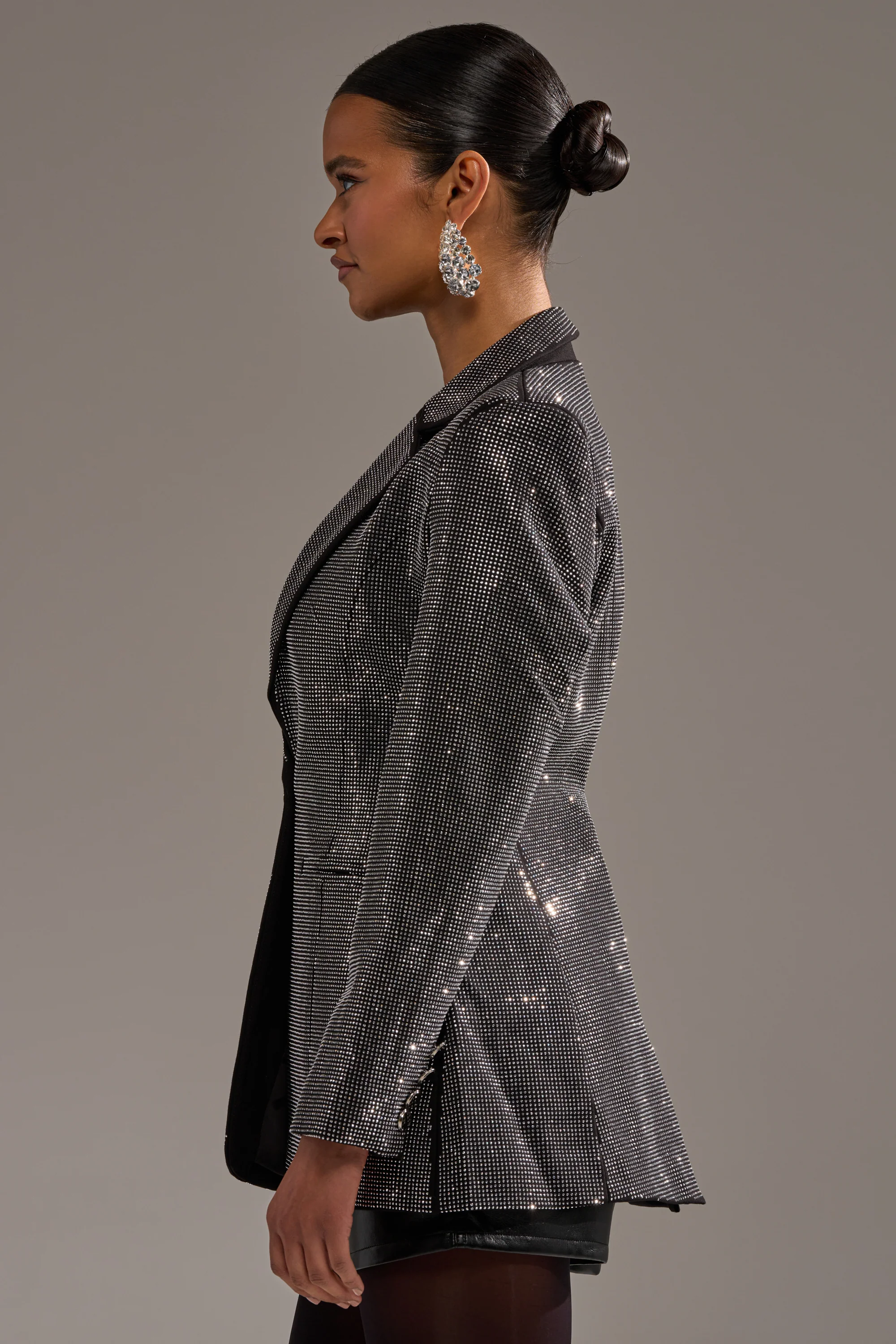 MORE CHAMPAGNE PLEASE BACKLESS RHINESTONE BLAZER - Image 4