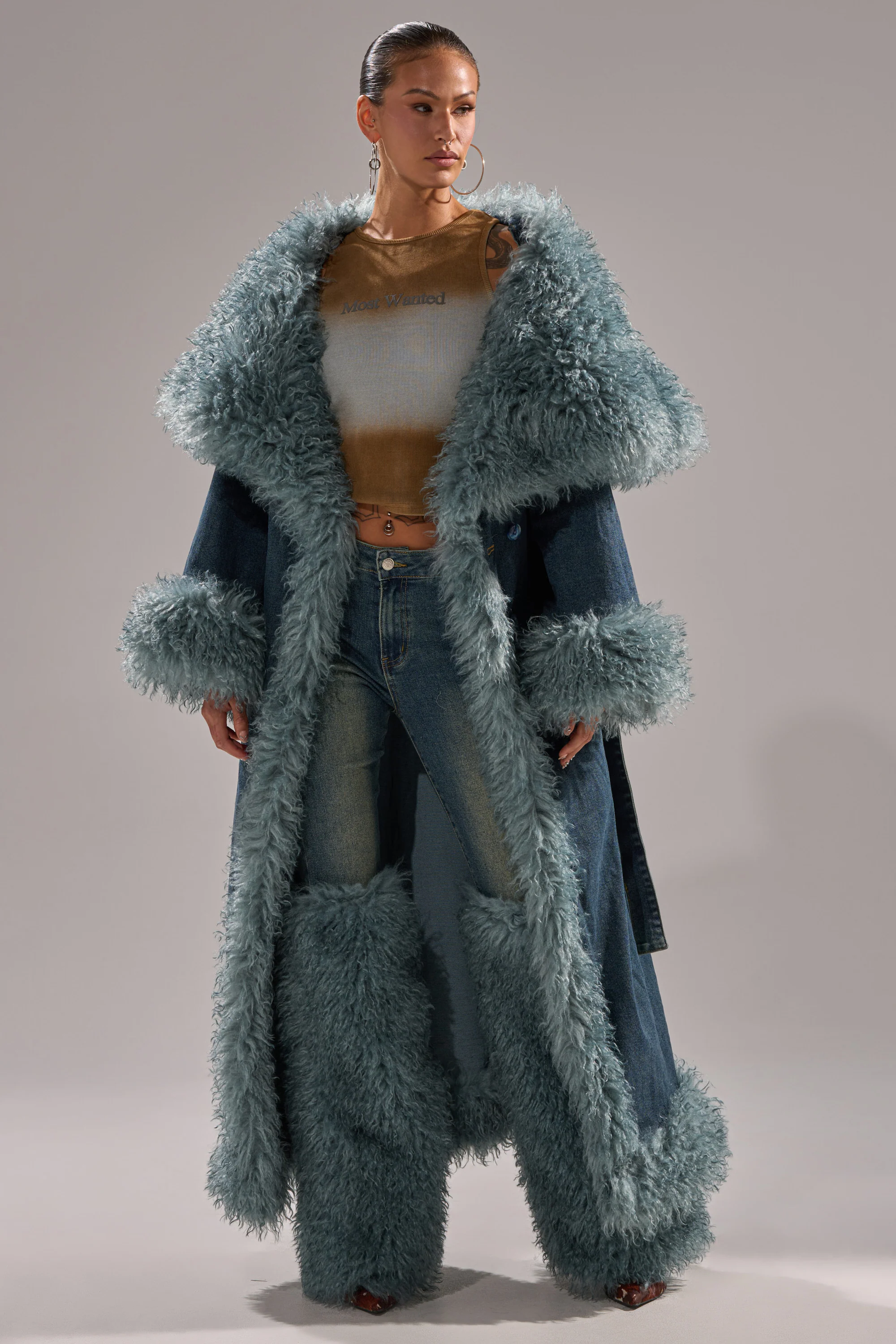 MOXIE FUR TRIM DENIM TRENCH - Image 8