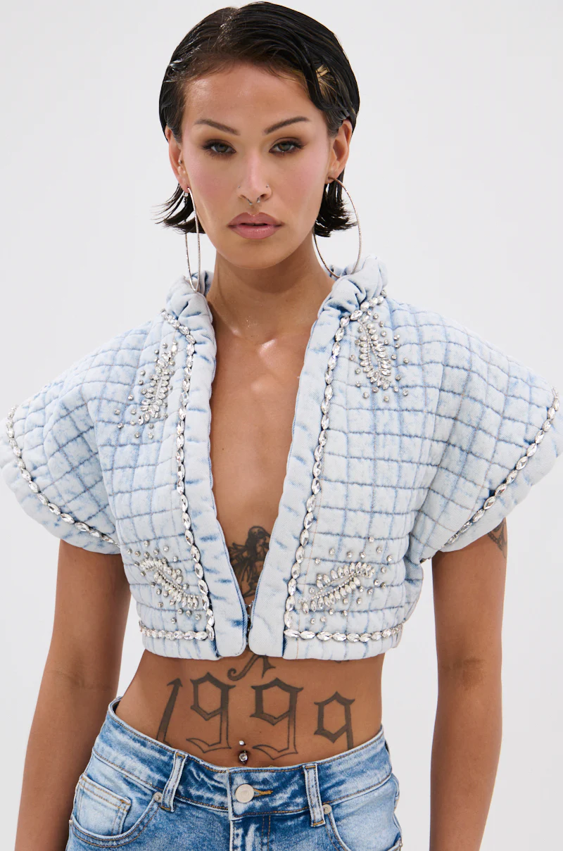 MY OWN ENERGY CROP DENIM BLOUSE - Image 2