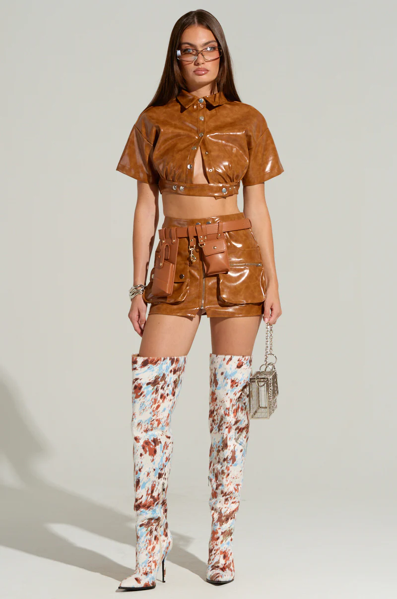 MYSTERY GIRL CROPPED PU SHIRT - Image 7