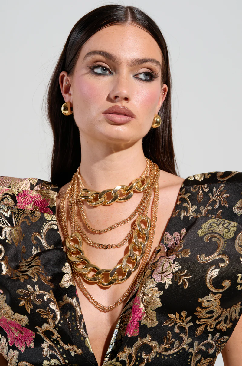 OMG SLAY LAYERED CHAIN NECKLACE IN GOLD - Image 3