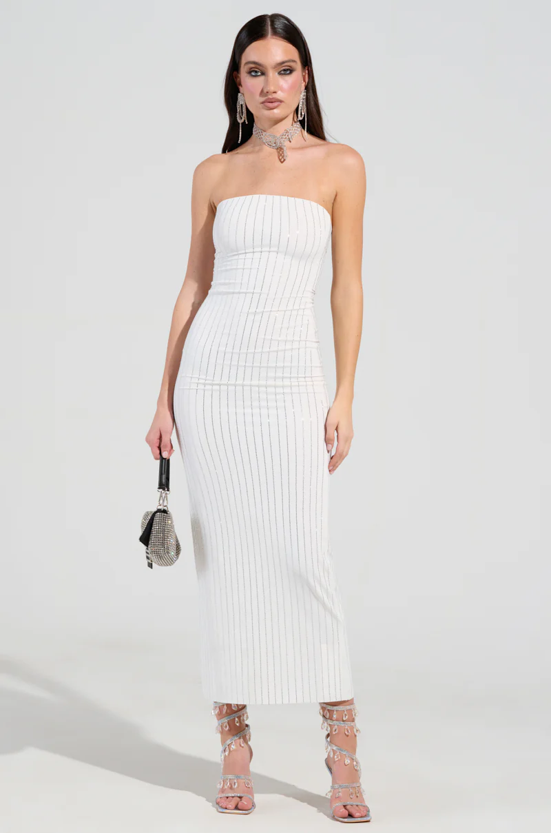 NEVER BASIC SEAMLESS MIDI DRESS WITH RHINESTONES