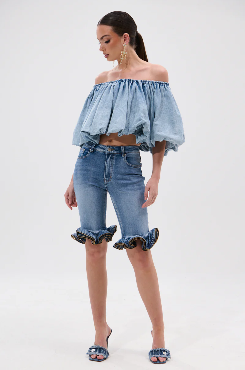 NEVER GOING TO STOP BLOUSE IN DENIM - Image 8