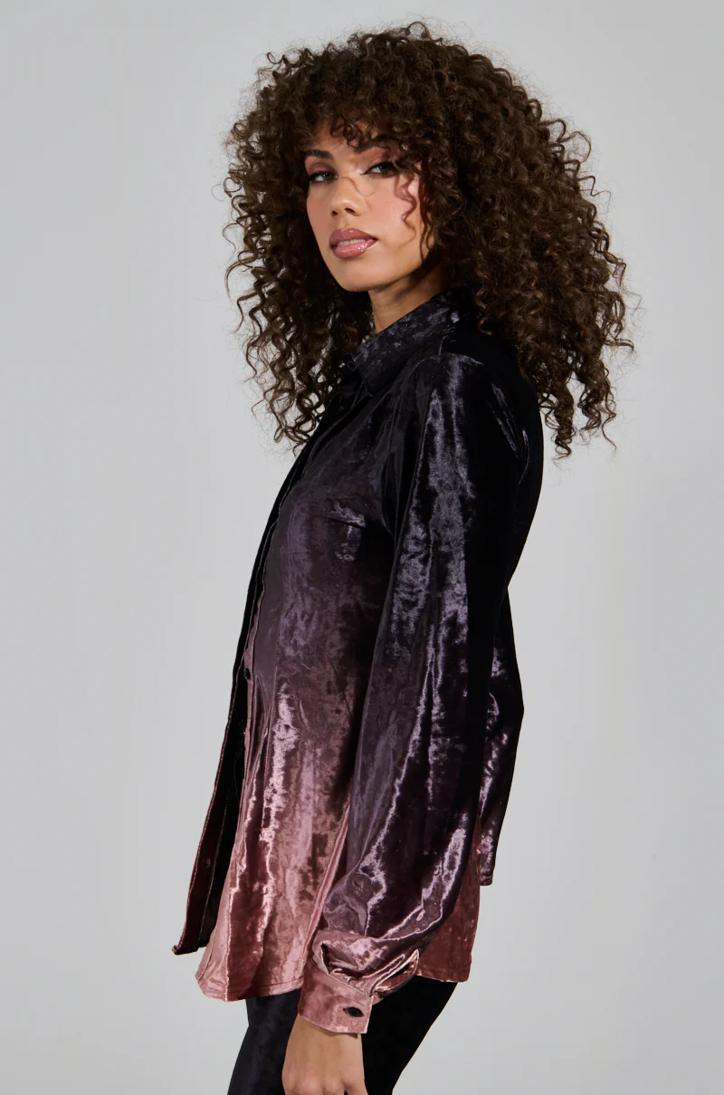 NEVER SWITCH UP OMBRE BUTTON DOWN BLOUSE IN BLACK - Image 3