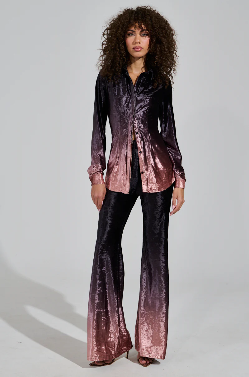 NEVER SWITCH UP OMBRE BUTTON DOWN BLOUSE IN BLACK - Image 6