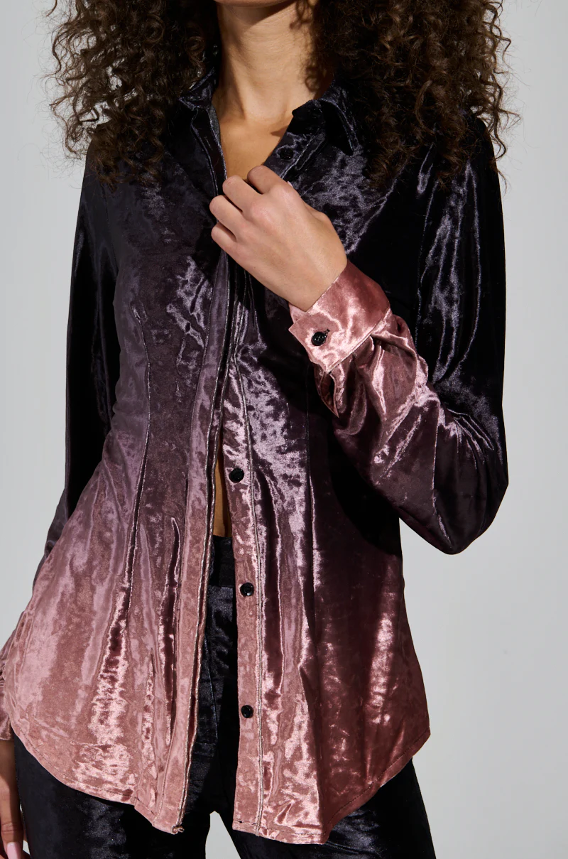 NEVER SWITCH UP OMBRE BUTTON DOWN BLOUSE IN BLACK - Image 7