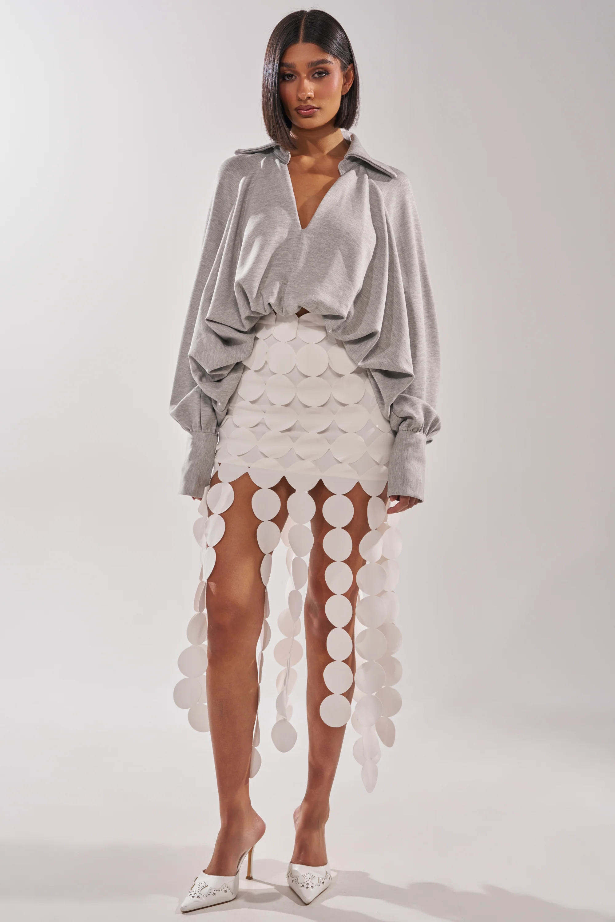 NEW RULES HIGH LOW BLOUSE IN GREY - Image 6