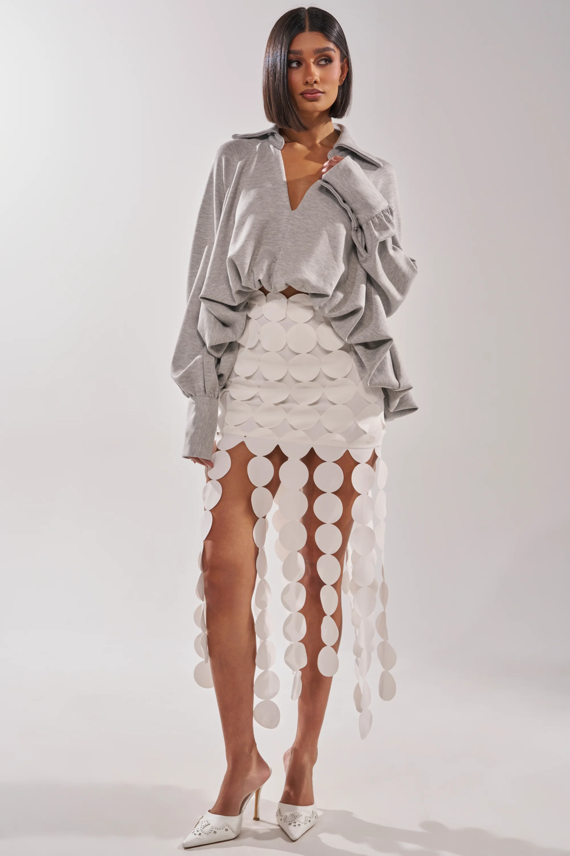 NEW RULES HIGH LOW BLOUSE IN GREY - Image 7