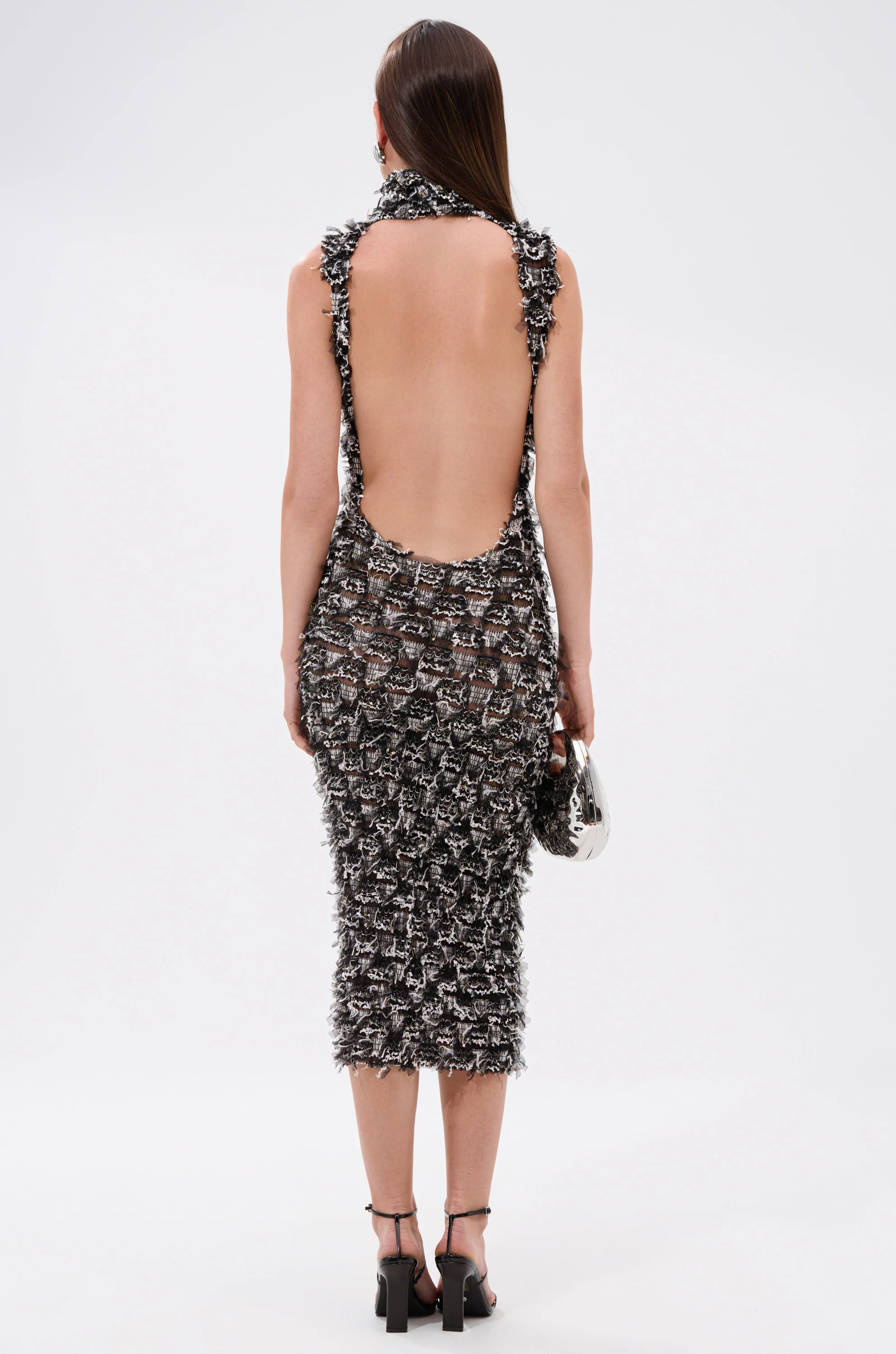 NEXT UP SHREDDED MESH MIDI DRESS - Image 3