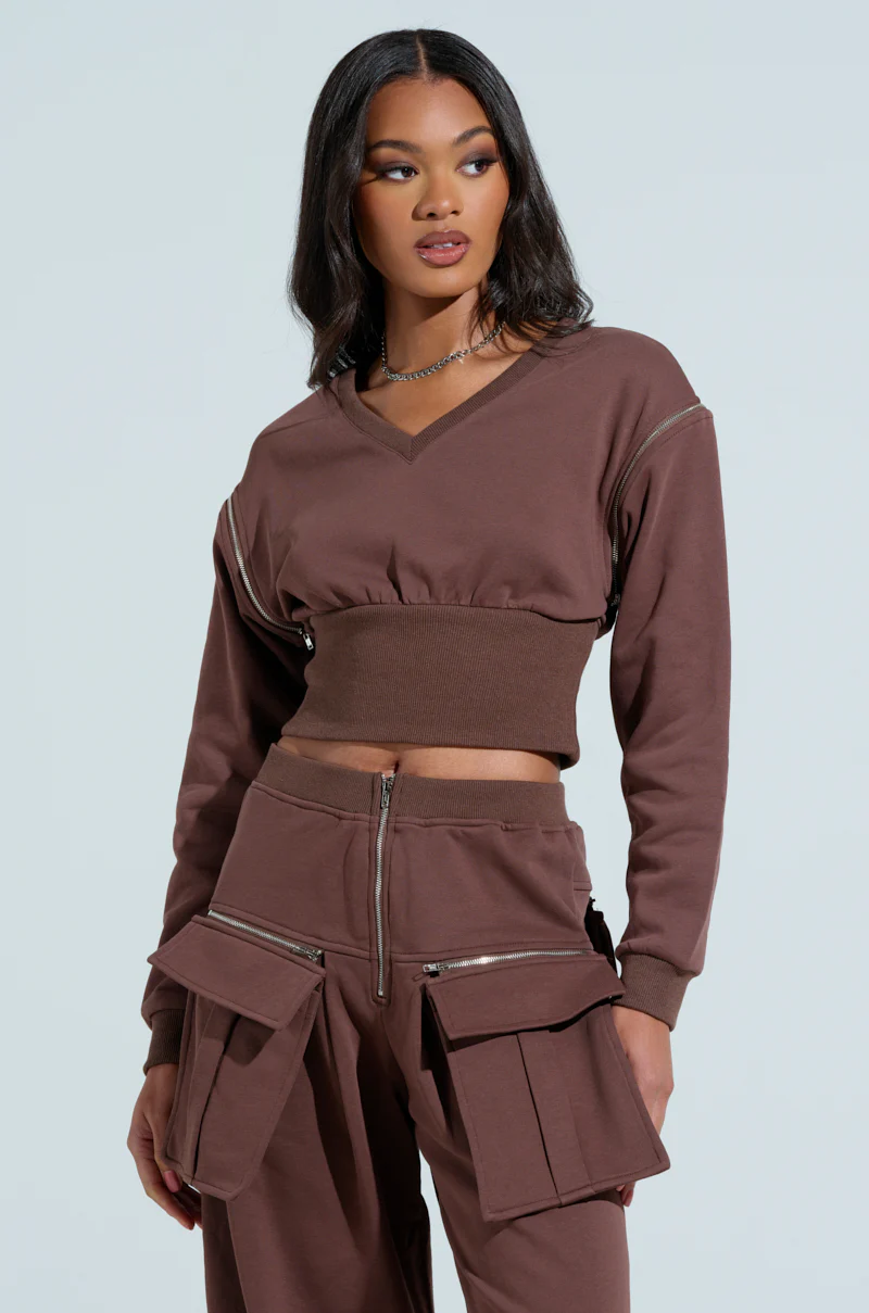 NIA CORSETED ZIPPERED LONGSLEEVE SWEATSHIRT - Image 3