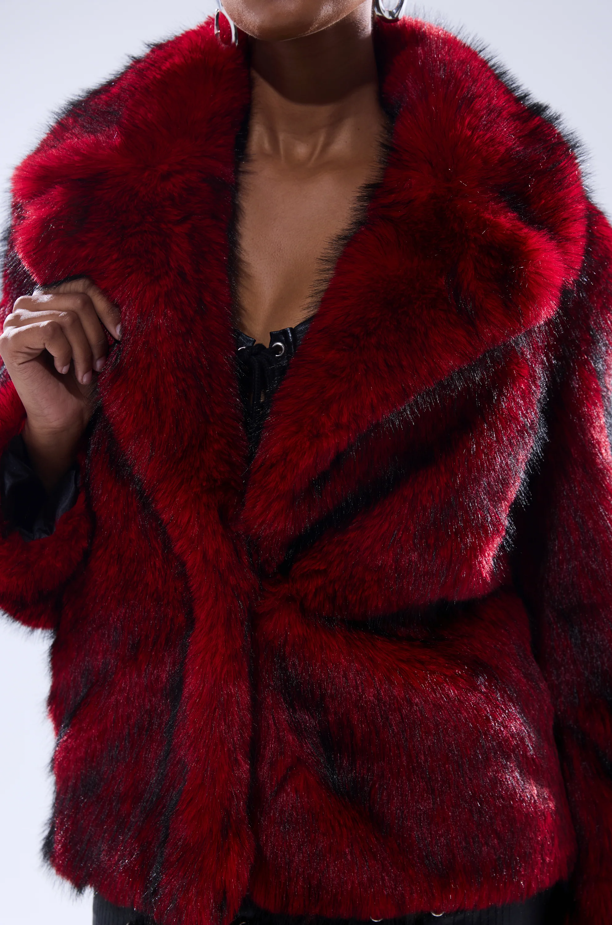 NO LOOKING BACK FAUX FUR IN RED MULTI - Image 8