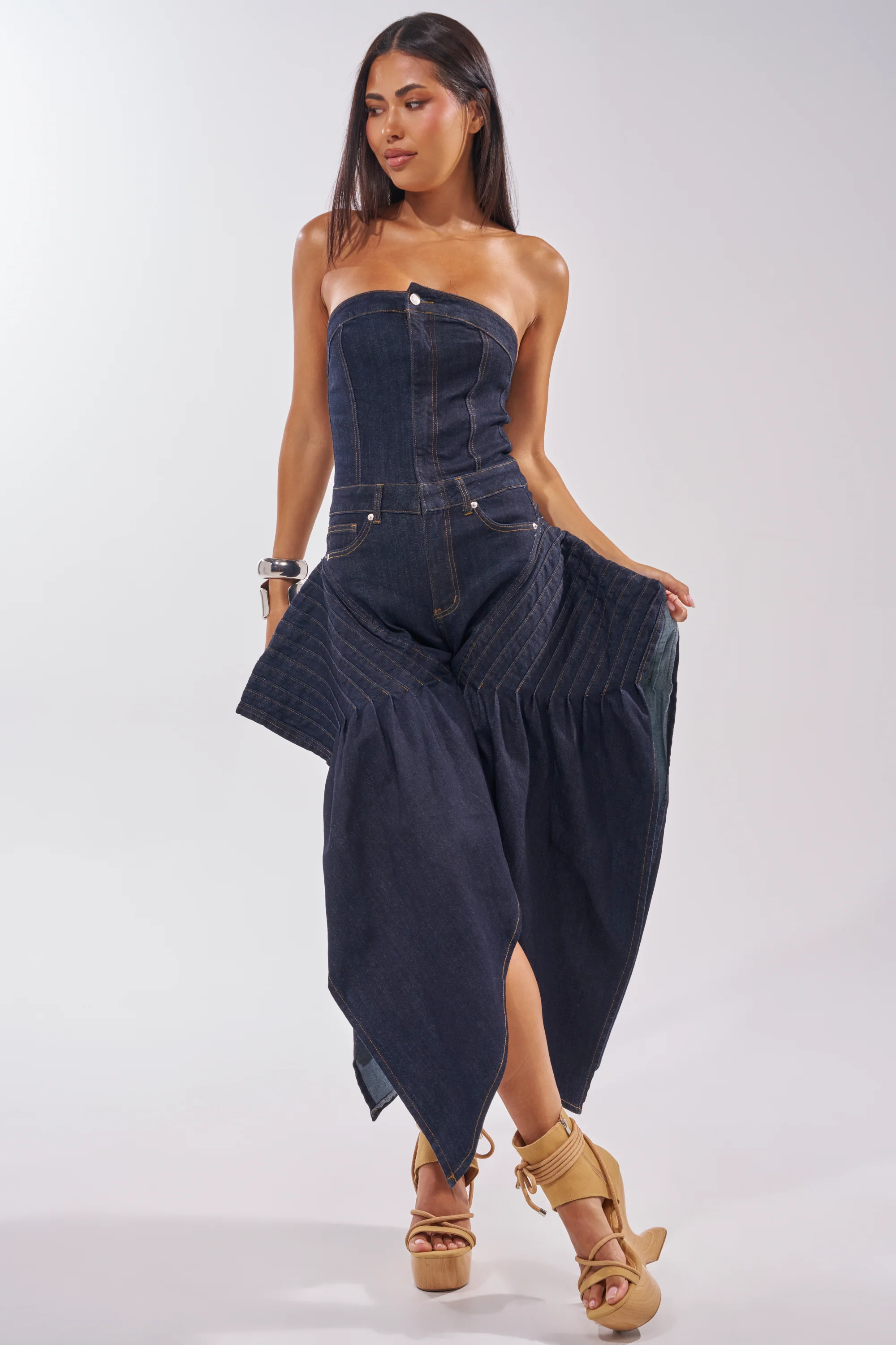 NO ONE LIKE ME DENIM ROMPER IN DARK BLUE DENIM - Image 4