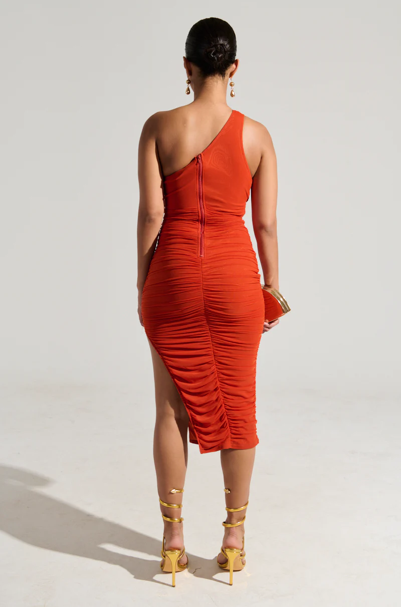 NORA CUTOUT RUCHED MIDI DRESS - Image 6
