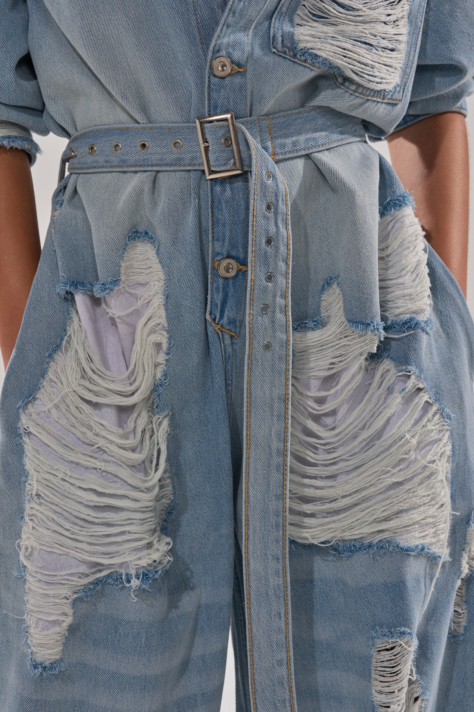 NOT TODAY EXTREME OVERSIZED DISTRESSED DENIM JUMPSUIT - Image 10