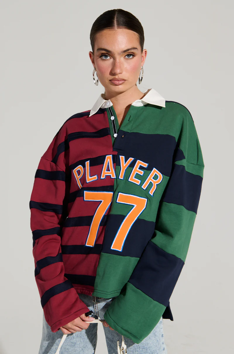 OFF THE FIELD LONG SLEEVE STRIPED RUGBY TEE - Image 2