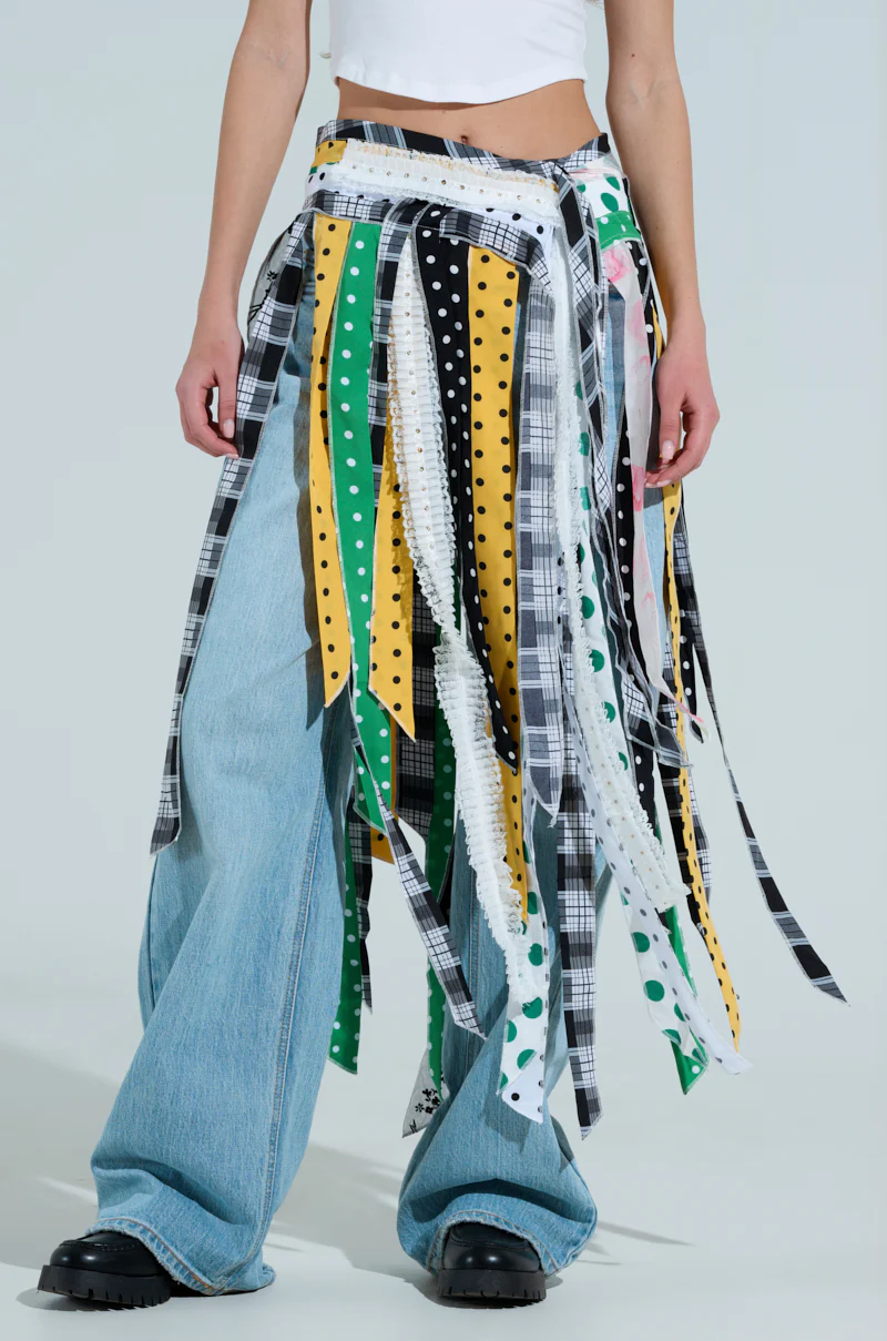 OH SO CHIC PATTERN MIX BELT SKIRT - Image 3