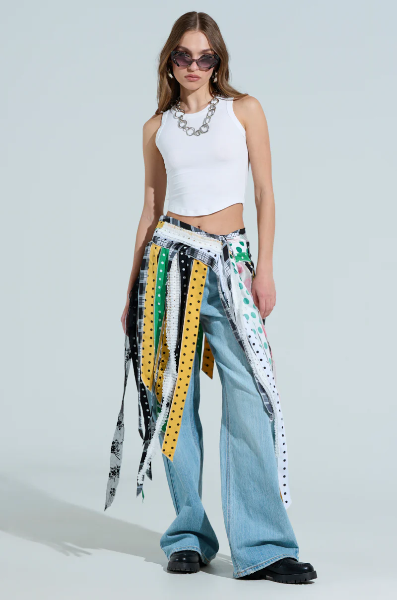 OH SO CHIC PATTERN MIX BELT SKIRT - Image 4