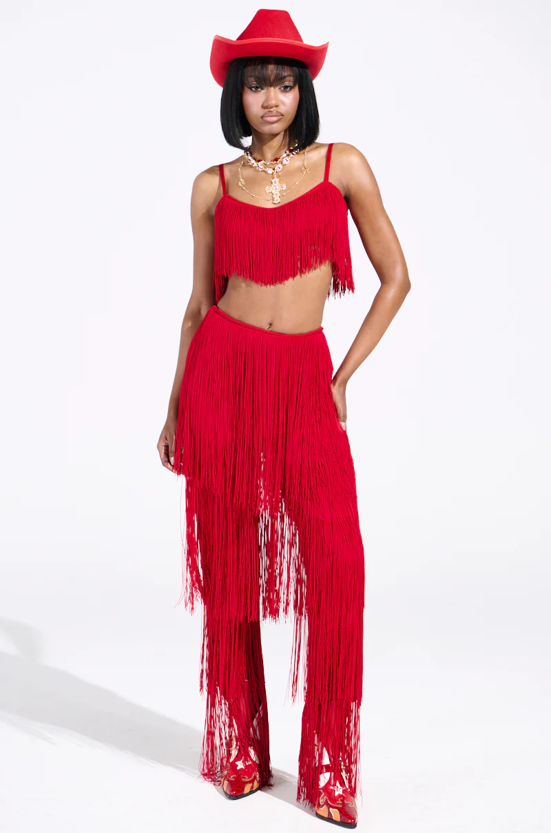 OH SO FRINGE PANTS IN RED - Image 8
