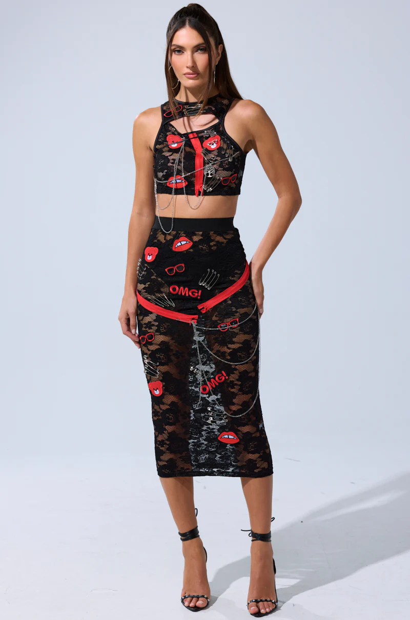 OMG LACE MAXI SKIRT WITH EMBELLISHMENTS - Image 6